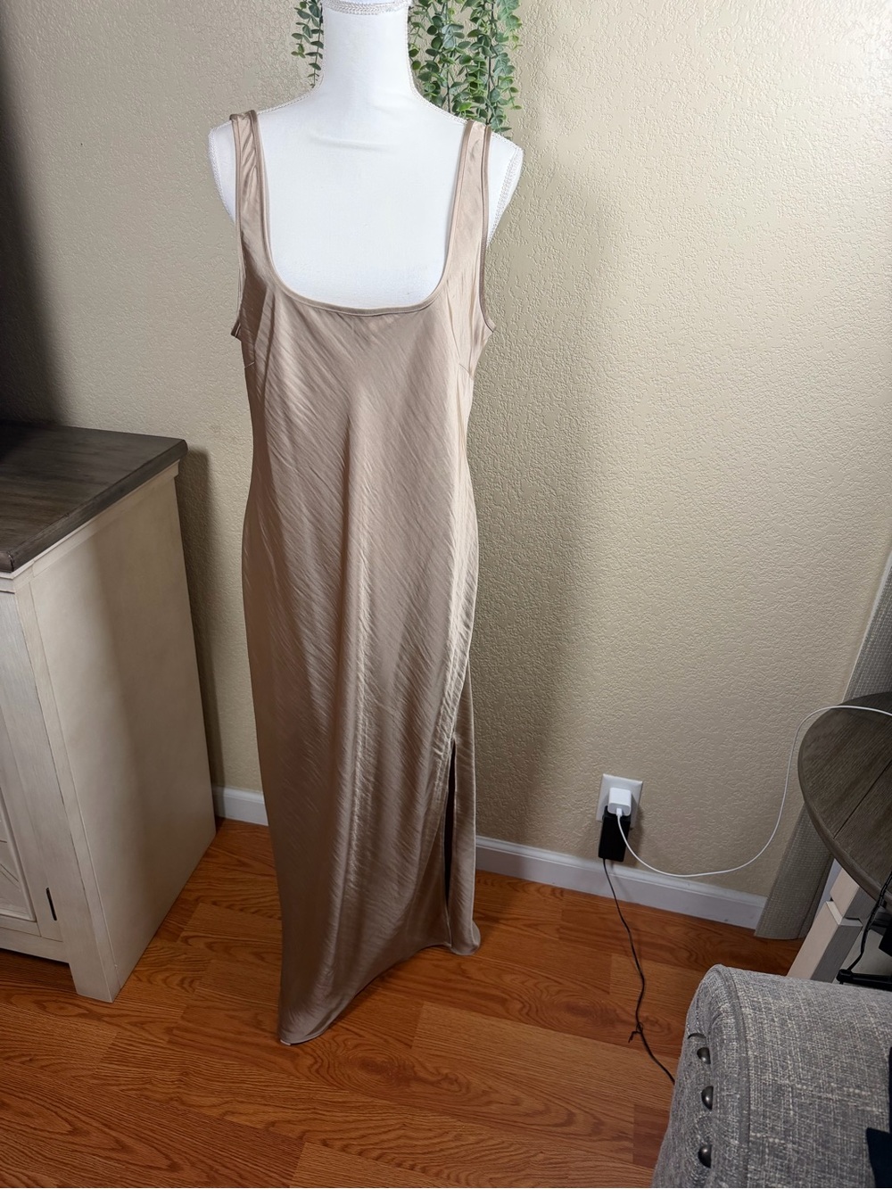 a new day Taupe Slip Maxi Dress with Side Slit